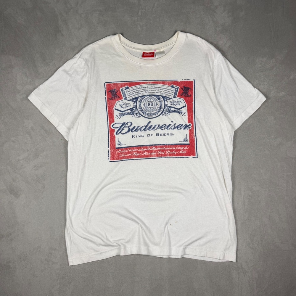 Y2K Mens Budweiser King of Beers Graphic T-Shirt XL